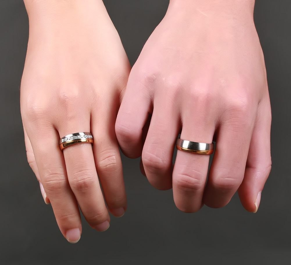 Gold Color Wedding Bands Women Men Stainless Steel Engagement Couple Anniversary Rings The Clothing Company Sydney