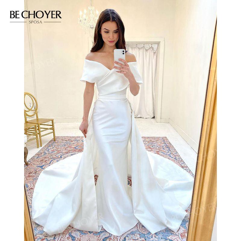 2 In 1 Detachable Train Sweetheart Satin Mermaid Princess Bridal Gown Wedding Dress The Clothing Company Sydney