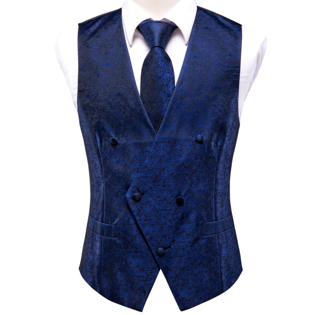 Men's Vests and Tie Business Formal Dresses Slim Vest 4piece Hanky cufflinks for Suit Blue Paisley Waistcoat The Clothing Company Sydney