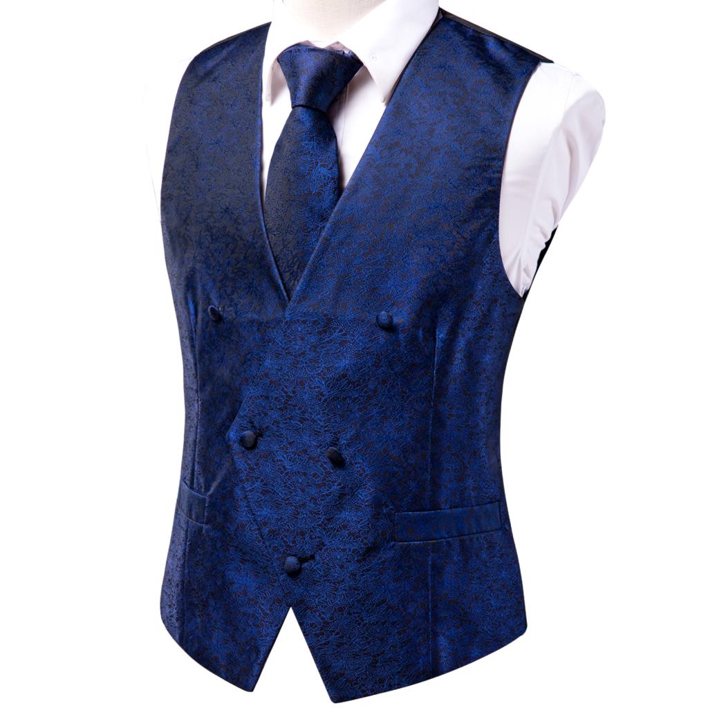 Men's Vests and Tie Business Formal Dresses Slim Vest 4piece Hanky cufflinks for Suit Blue Paisley Waistcoat The Clothing Company Sydney