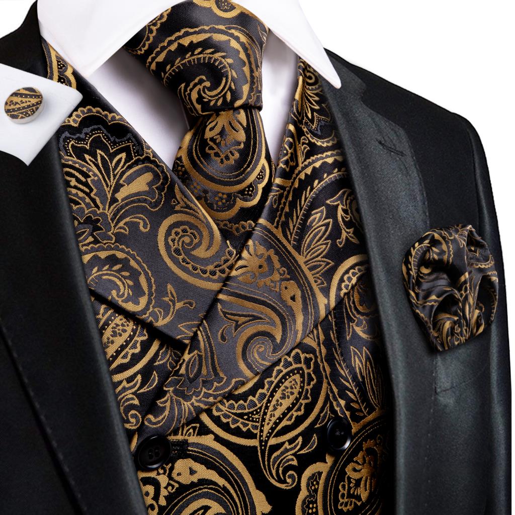 Men's Vests and Tie Business Formal Dresses Slim Vest 4piece Hanky cufflinks for Suit Blue Paisley Waistcoat The Clothing Company Sydney