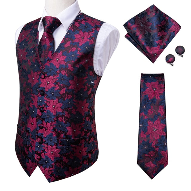 Men's Vests and Tie Business Formal Dresses Slim Vest 4piece Hanky cufflinks for Suit Blue Paisley Waistcoat The Clothing Company Sydney