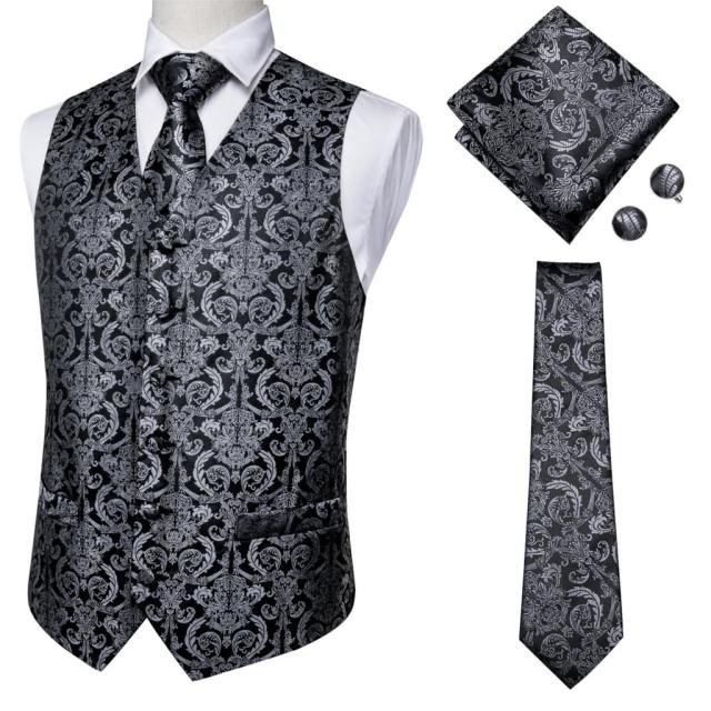 Men's Vests and Tie Business Formal Dresses Slim Vest 4piece Hanky cufflinks for Suit Blue Paisley Waistcoat The Clothing Company Sydney