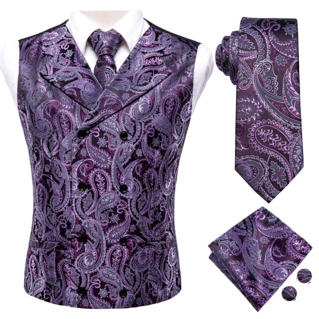 Men's Vests and Tie Business Formal Dresses Slim Vest 4piece Hanky cufflinks for Suit Blue Paisley Waistcoat The Clothing Company Sydney