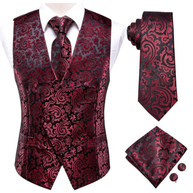Men's Vests and Tie Business Formal Dresses Slim Vest 4piece Hanky cufflinks for Suit Blue Paisley Waistcoat The Clothing Company Sydney