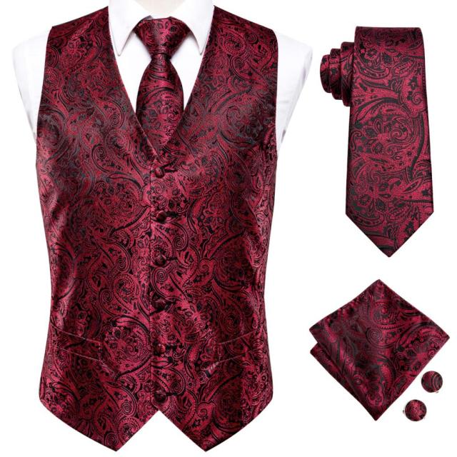 Men's Vests and Tie Business Formal Dresses Slim Vest 4piece Hanky cufflinks for Suit Blue Paisley Waistcoat The Clothing Company Sydney