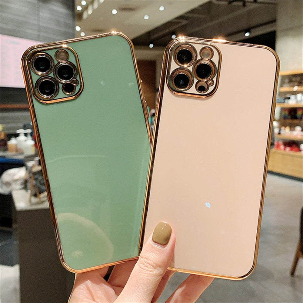 Solid Plating Lens Protection Phone Case For iPhone 12 Pro Max 11 13 Pro Max X XR XS Plus Soft TPU Cover The Clothing Company Sydney