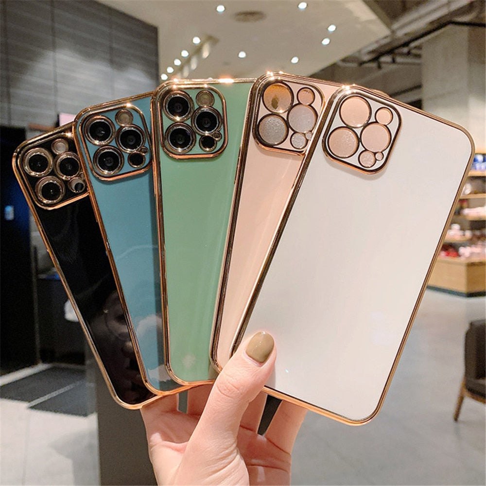 Solid Plating Lens Protection Phone Case For iPhone 12 Pro Max 11 13 Pro Max X XR XS Plus Soft TPU Cover The Clothing Company Sydney