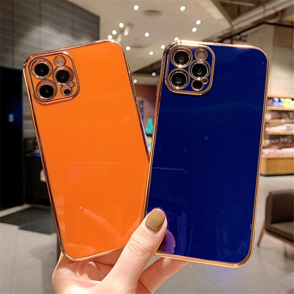 Solid Plating Lens Protection Phone Case For iPhone 12 Pro Max 11 13 Pro Max X XR XS Plus Soft TPU Cover The Clothing Company Sydney