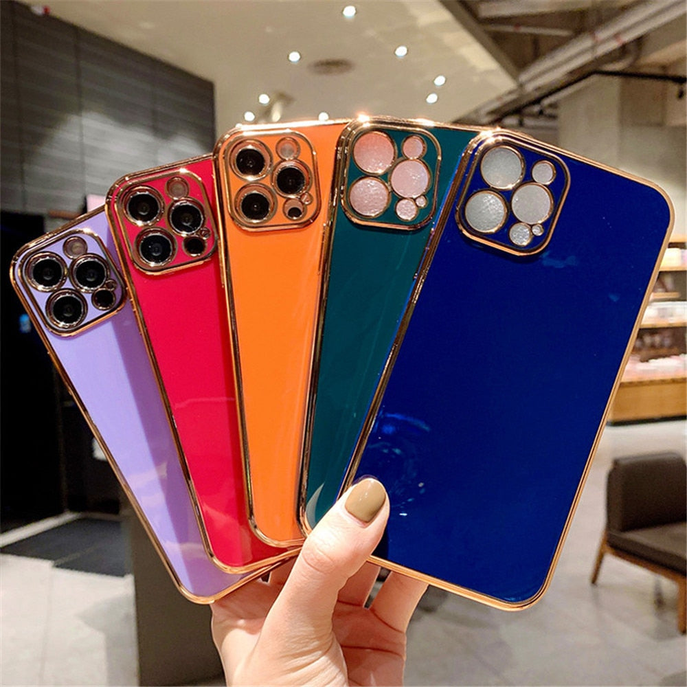 Solid Plating Lens Protection Phone Case For iPhone 12 Pro Max 11 13 Pro Max X XR XS Plus Soft TPU Cover The Clothing Company Sydney