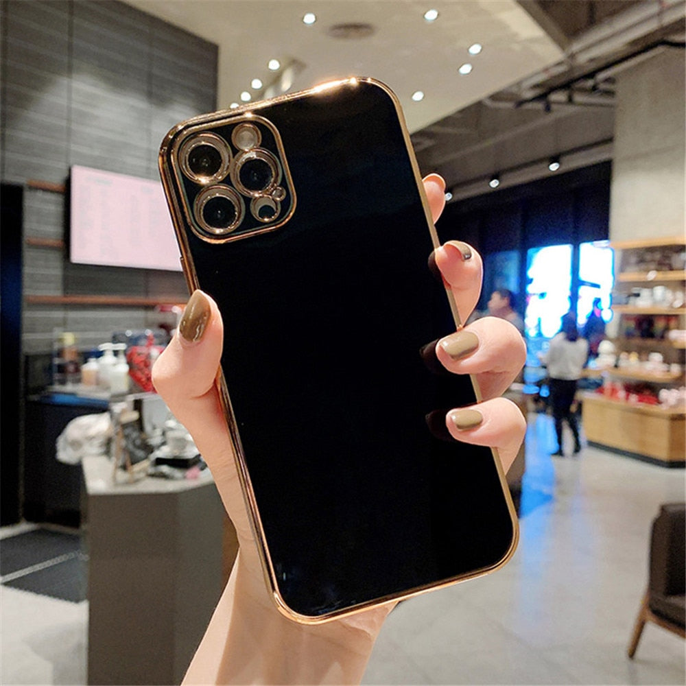 Solid Plating Lens Protection Phone Case For iPhone 12 Pro Max 11 13 Pro Max X XR XS Plus Soft TPU Cover The Clothing Company Sydney
