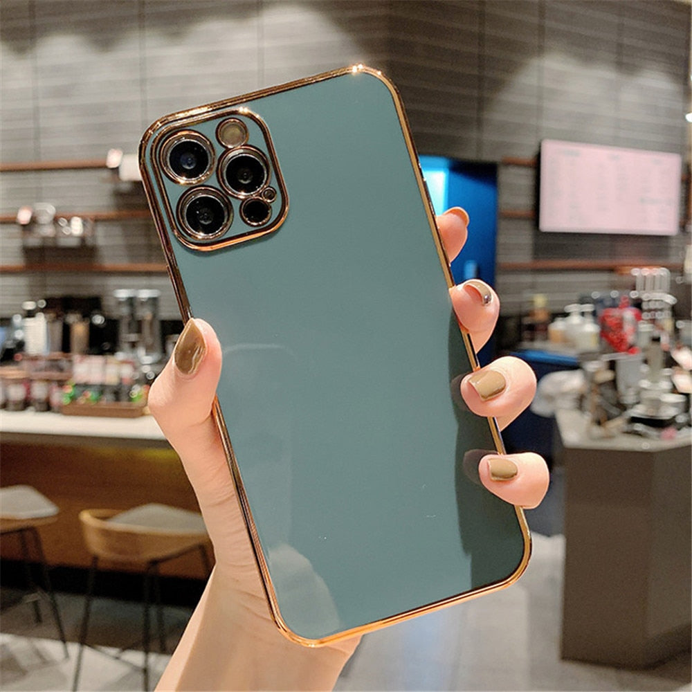 Solid Plating Lens Protection Phone Case For iPhone 12 Pro Max 11 13 Pro Max X XR XS Plus Soft TPU Cover The Clothing Company Sydney