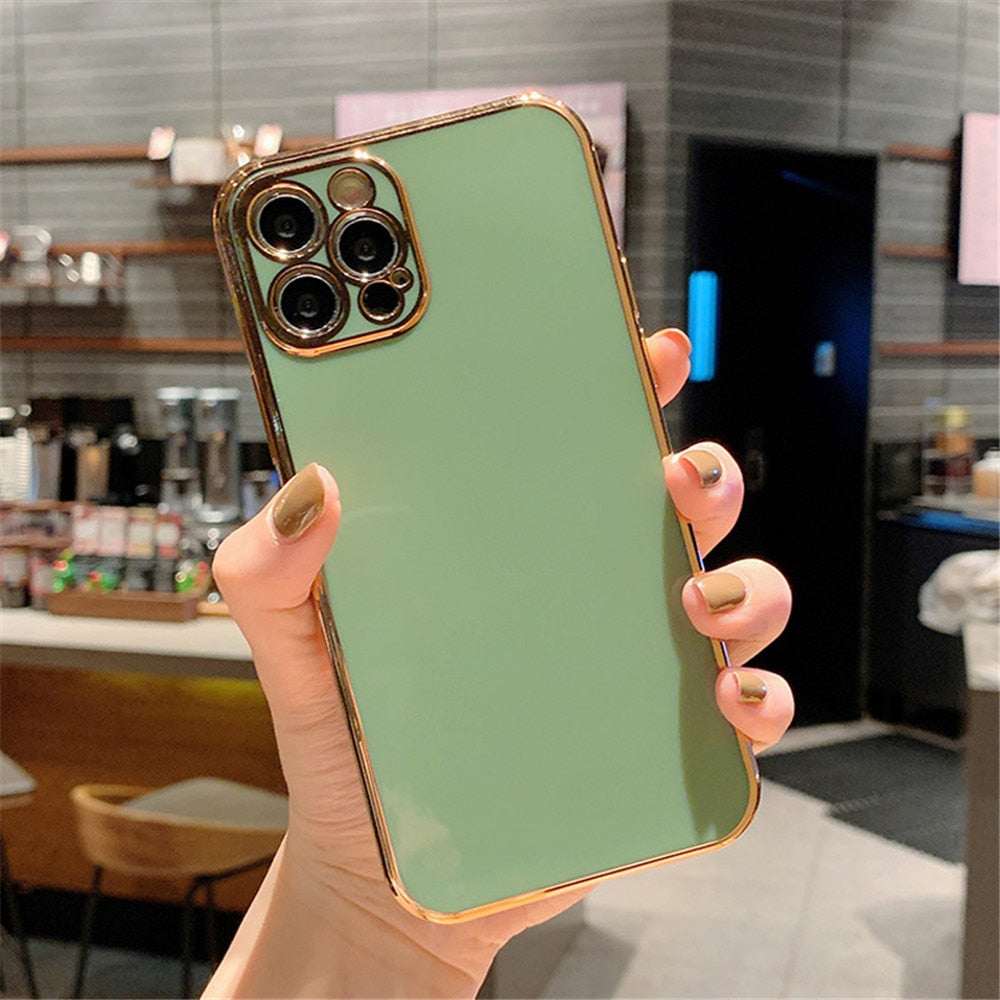 Solid Plating Lens Protection Phone Case For iPhone 12 Pro Max 11 13 Pro Max X XR XS Plus Soft TPU Cover The Clothing Company Sydney