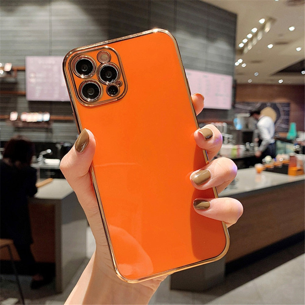 Solid Plating Lens Protection Phone Case For iPhone 12 Pro Max 11 13 Pro Max X XR XS Plus Soft TPU Cover The Clothing Company Sydney