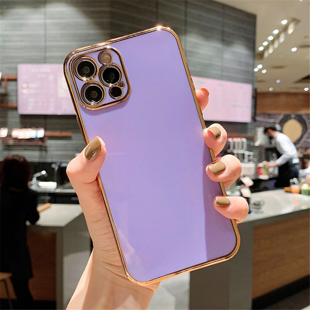 Solid Plating Lens Protection Phone Case For iPhone 12 Pro Max 11 13 Pro Max X XR XS Plus Soft TPU Cover The Clothing Company Sydney