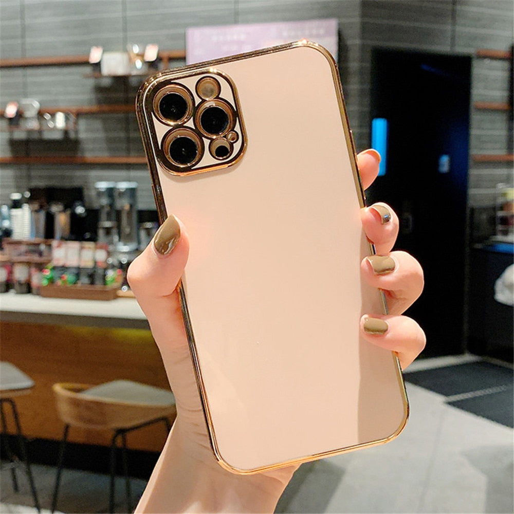 Solid Plating Lens Protection Phone Case For iPhone 12 Pro Max 11 13 Pro Max X XR XS Plus Soft TPU Cover The Clothing Company Sydney