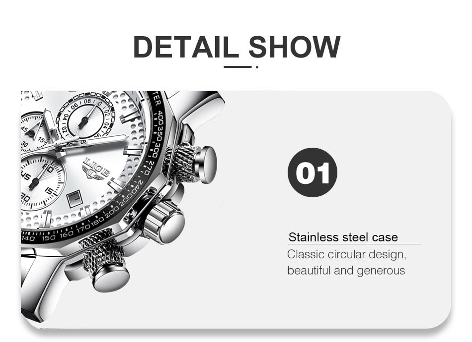 Silver Big Dial Watch Men Sport Quartz Mens Military Water Resistant Chronograph Watch The Clothing Company Sydney