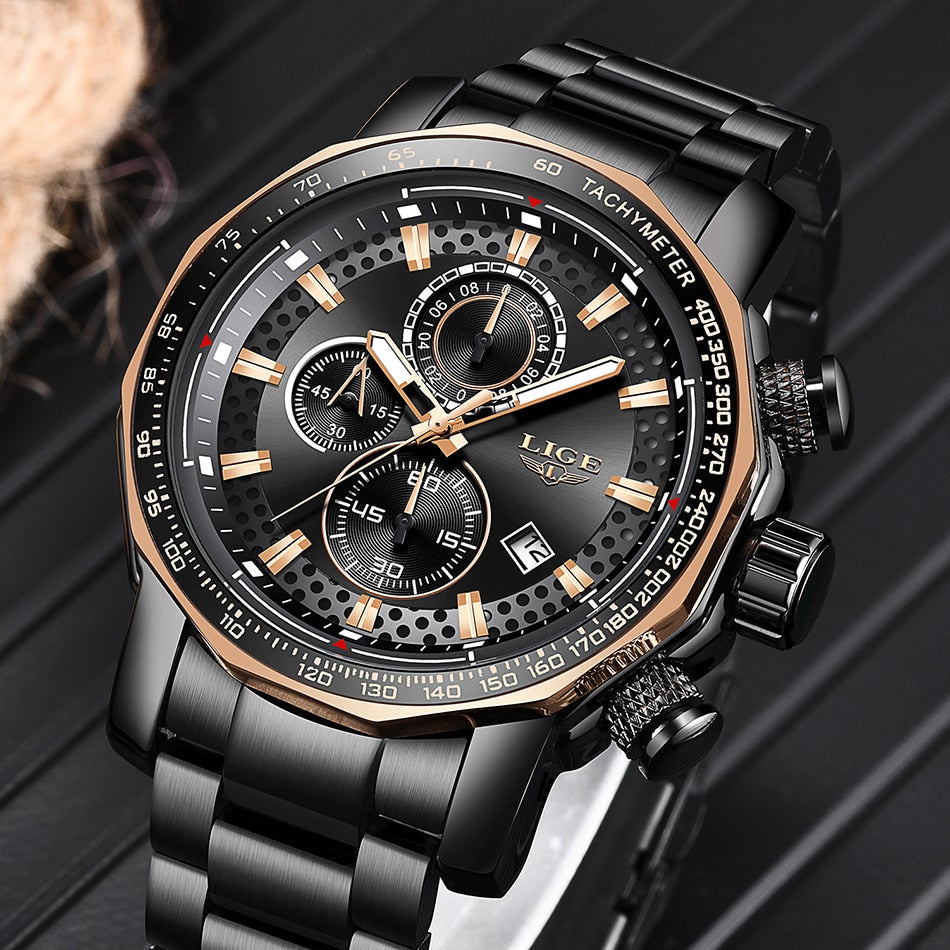 Silver Big Dial Watch Men Sport Quartz Mens Military Water Resistant Chronograph Watch The Clothing Company Sydney