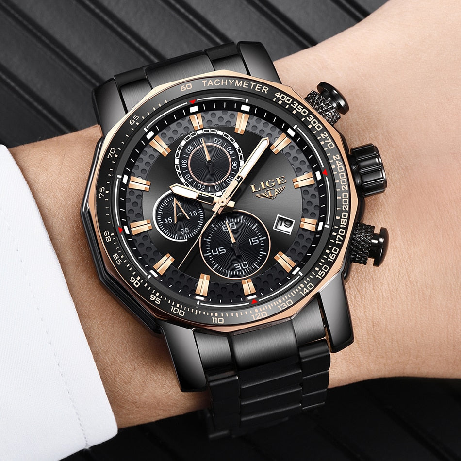 Silver Big Dial Watch Men Sport Quartz Mens Military Water Resistant Chronograph Watch The Clothing Company Sydney