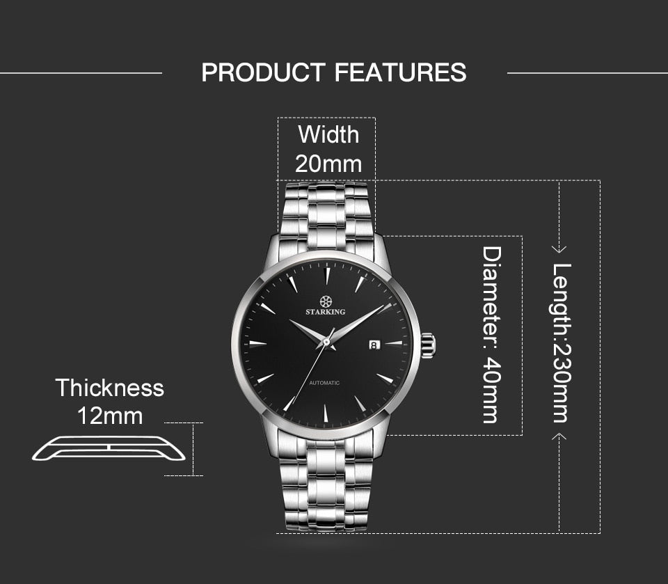 Men's Business Watch 40mm 5Bar Mechanical Watch Simple Sapphire  Ultra Thin Mechanical Watch The Clothing Company Sydney