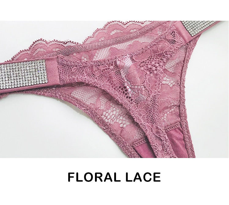 Underwear Rhinestone Letter Thongs Lace Transparent T Back for Low Rise Soft Panties Black Lingerie G String The Clothing Company Sydney