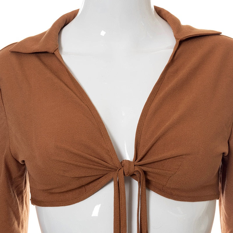 Bandage Tie Front Top and Skirt Set Fall Matching Set Split Skirt Club Party Outfit The Clothing Company Sydney