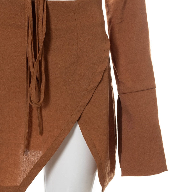 Bandage Tie Front Top and Skirt Set Fall Matching Set Split Skirt Club Party Outfit The Clothing Company Sydney