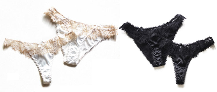 Eyelashes Lace Panties Underwear Low-waist Lingerie Embroidery Breathable G String Intimates The Clothing Company Sydney