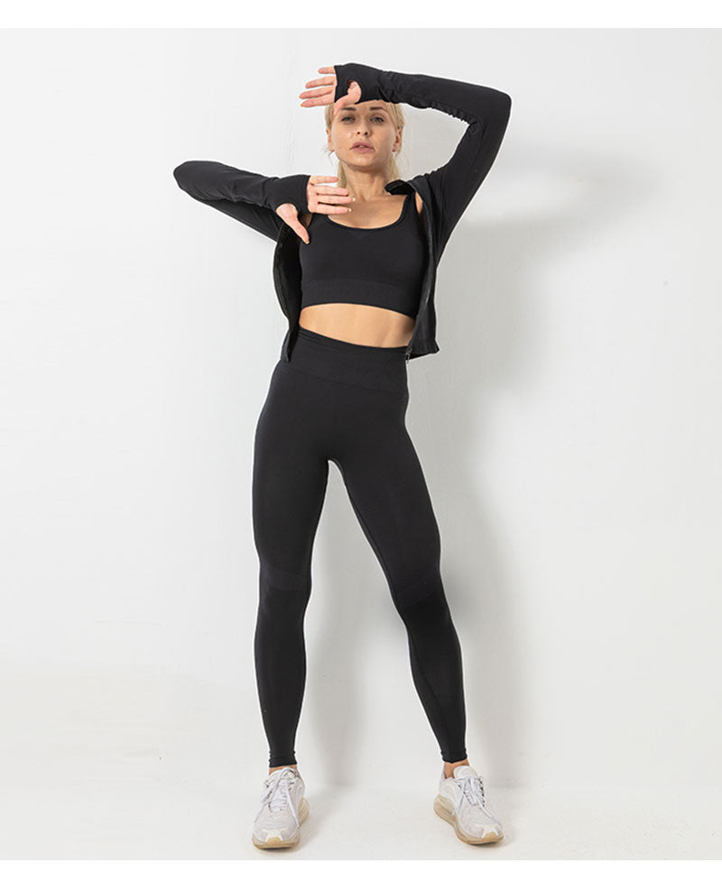 3 Piece Seamless  Women Yoga Sets Ladies Sport Gym suits Wear Running Clothes women Fitness Sport Yoga Suit Keep warm yoga clothing The Clothing Company Sydney