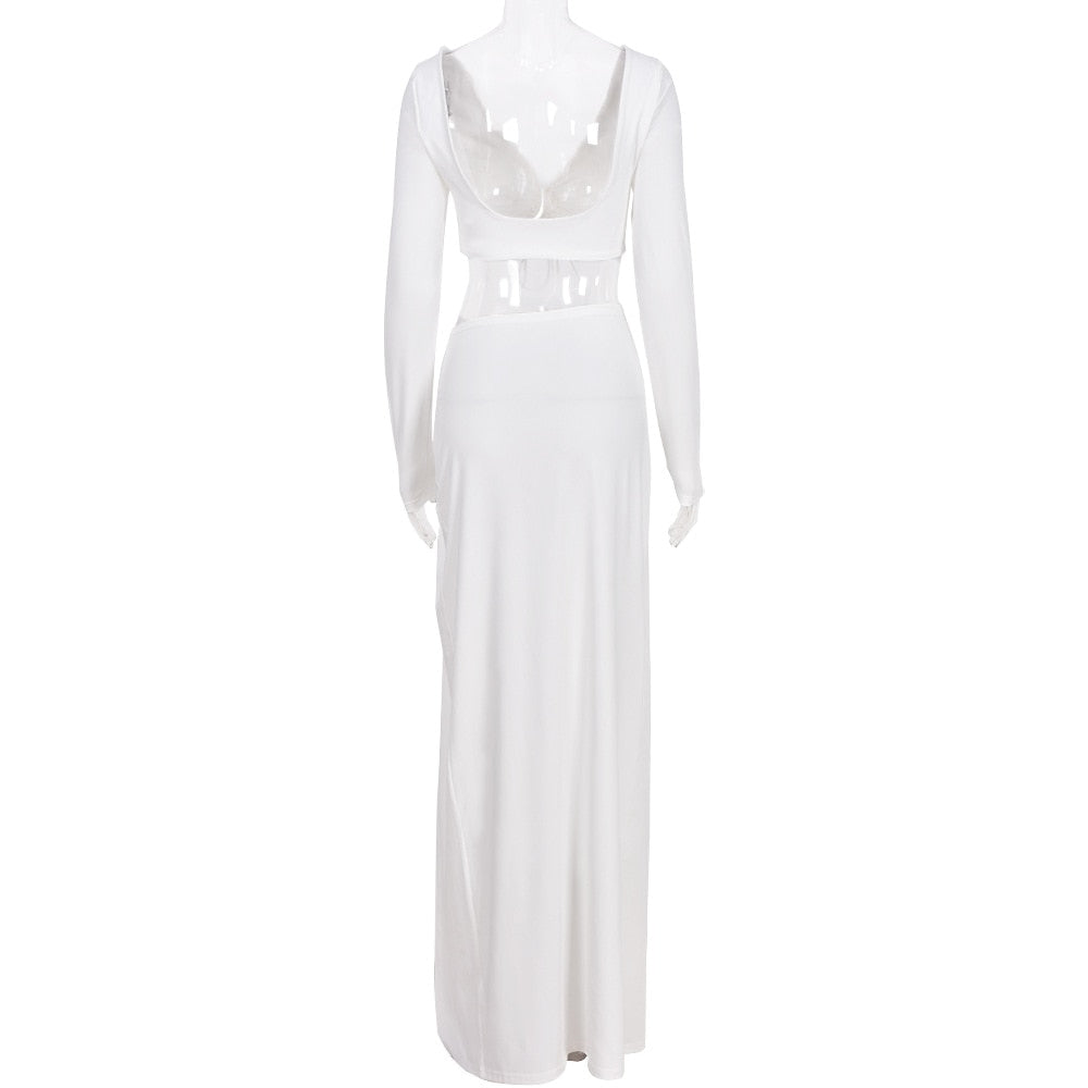 Autumn Fashion Outfits Top and Skirt Set Drawstring Ruched Long Sleeve Two Piece Set Bodycon Skirts Split The Clothing Company Sydney