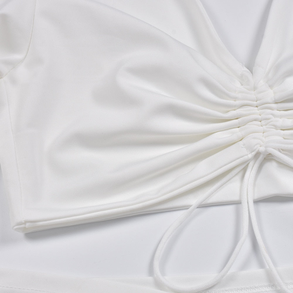 Autumn Fashion Outfits Top and Skirt Set Drawstring Ruched Long Sleeve Two Piece Set Bodycon Skirts Split The Clothing Company Sydney