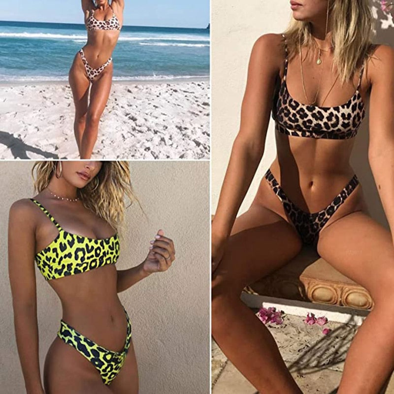2 Piece Swimwear Beach Bikini Leopard Beachwear BathingSuit Snakeskin Push Up Swimsuit Bikini Set The Clothing Company Sydney