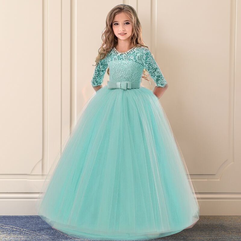 Elegant Princess Lace Dress Kids Flower Embroidery Girls Vintage Children Dresses for Christmas Party Red Ball Gown The Clothing Company Sydney