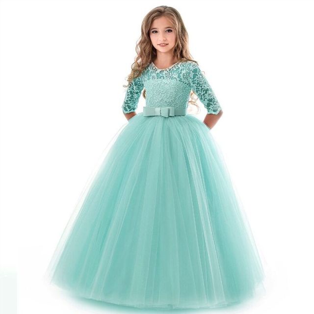Elegant Princess Lace Dress Kids Flower Embroidery Girls Vintage Children Dresses for Christmas Party Red Ball Gown The Clothing Company Sydney