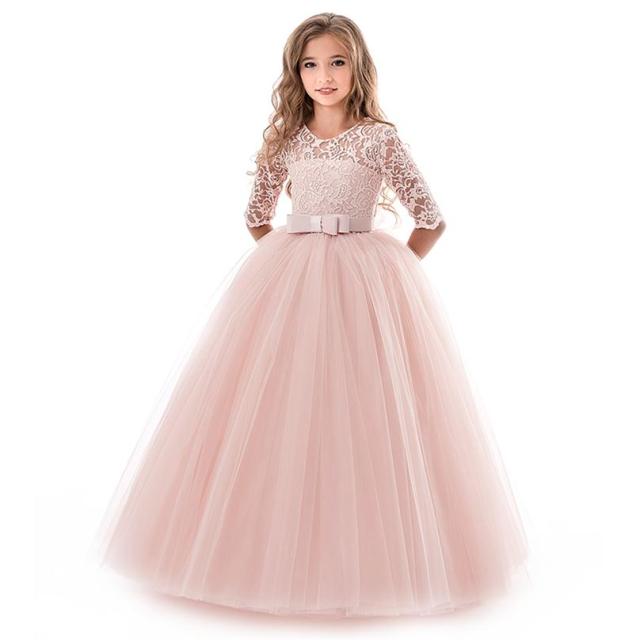 Elegant Princess Lace Dress Kids Flower Embroidery Girls Vintage Children Dresses for Christmas Party Red Ball Gown The Clothing Company Sydney