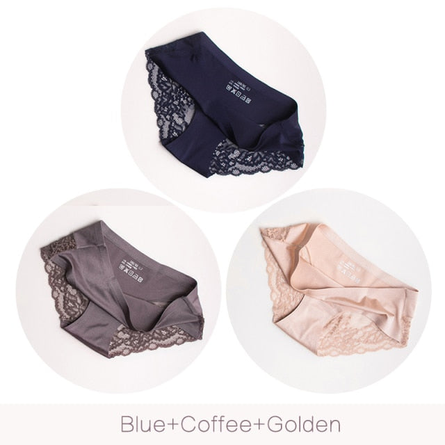3 Pack Hollow Out Women's Panties Ice Silk Underwear Seamless Solid Sports Briefs Low Waist Underpants Lingerie Set The Clothing Company Sydney