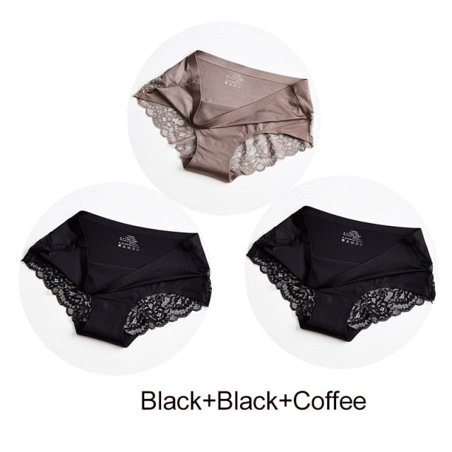 3 Pack Hollow Out Women's Panties Ice Silk Underwear Seamless Solid Sports Briefs Low Waist Underpants Lingerie Set The Clothing Company Sydney