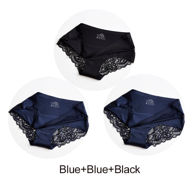 3 Pack Hollow Out Women's Panties Ice Silk Underwear Seamless Solid Sports Briefs Low Waist Underpants Lingerie Set The Clothing Company Sydney