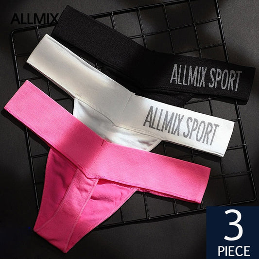 3 Pack Women's Cotton T-Back Panties Set Underwear Seamless Letter Solid Thongs G-String Low Waist Lingerie The Clothing Company Sydney