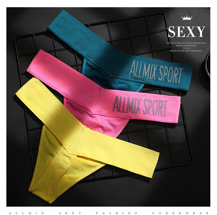 3 Pack Women's Cotton T-Back Panties Set Underwear Seamless Letter Solid Thongs G-String Low Waist Lingerie The Clothing Company Sydney