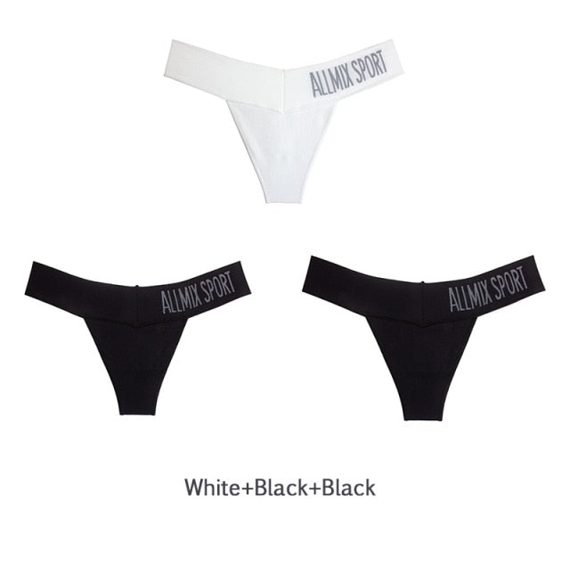 3 Pack Women's Cotton T-Back Panties Set Underwear Seamless Letter Solid Thongs G-String Low Waist Lingerie The Clothing Company Sydney