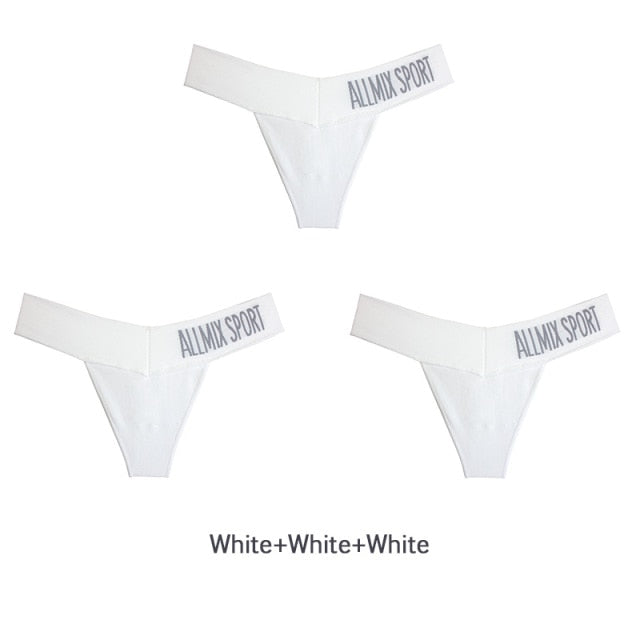 3 Pack Women's Cotton T-Back Panties Set Underwear Seamless Letter Solid Thongs G-String Low Waist Lingerie The Clothing Company Sydney
