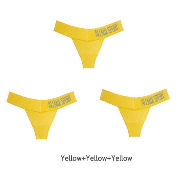 3 Pack Women's Cotton T-Back Panties Set Underwear Seamless Letter Solid Thongs G-String Low Waist Lingerie The Clothing Company Sydney