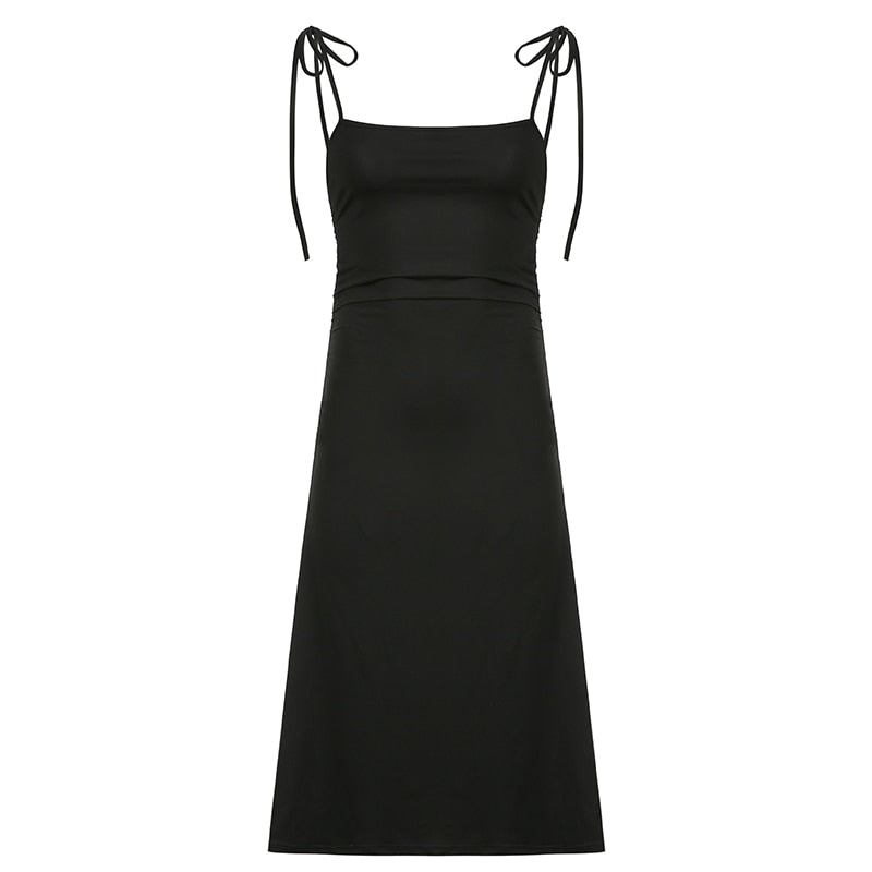 Strappy Ruched Black Irregular Elegant Backless Long Dress Party Summer Dress The Clothing Company Sydney
