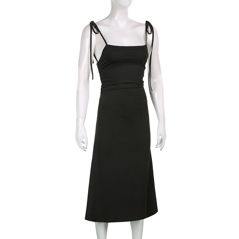 Strappy Ruched Black Irregular Elegant Backless Long Dress Party Summer Dress The Clothing Company Sydney