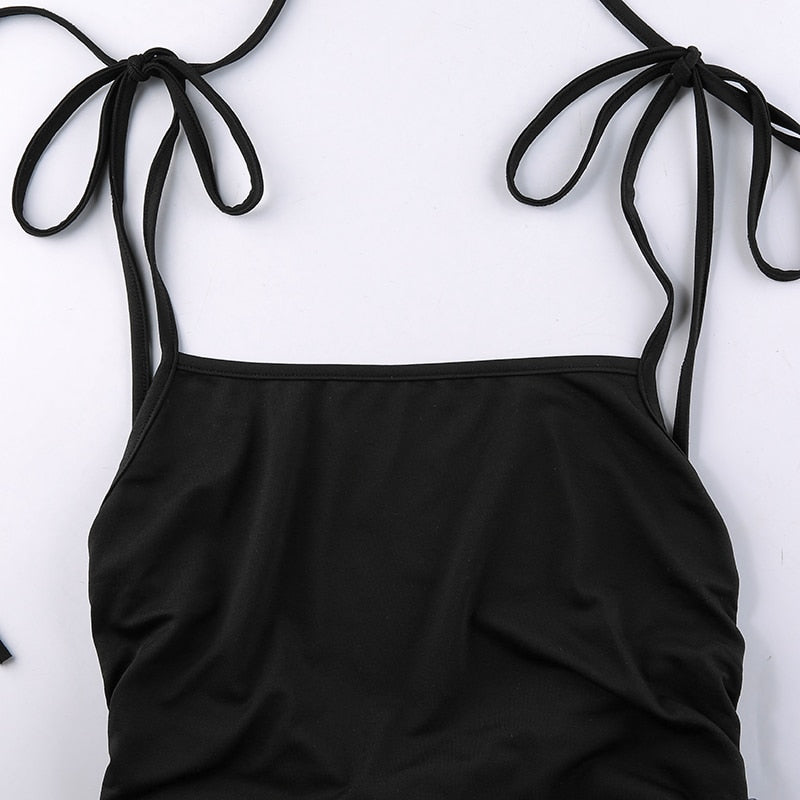 Strappy Ruched Black Irregular Elegant Backless Long Dress Party Summer Dress The Clothing Company Sydney