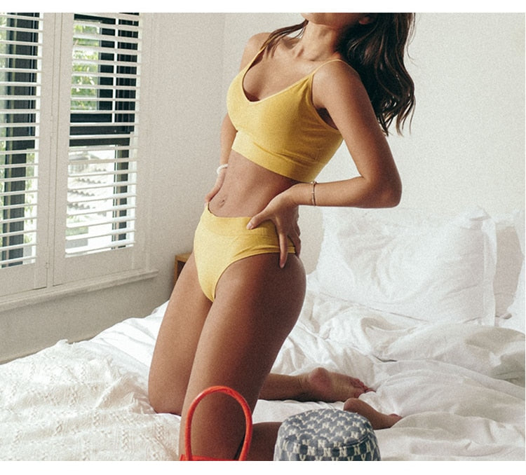 2 Piece Seamless Bra Thong Low Waist Panties Wire Free Bra Bralette Lingerie Brassiere Cotton Female Underwear Set The Clothing Company Sydney