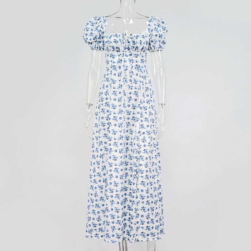 Floral Print Elegant Short Sleeve Split Dress The Clothing Company Sydney