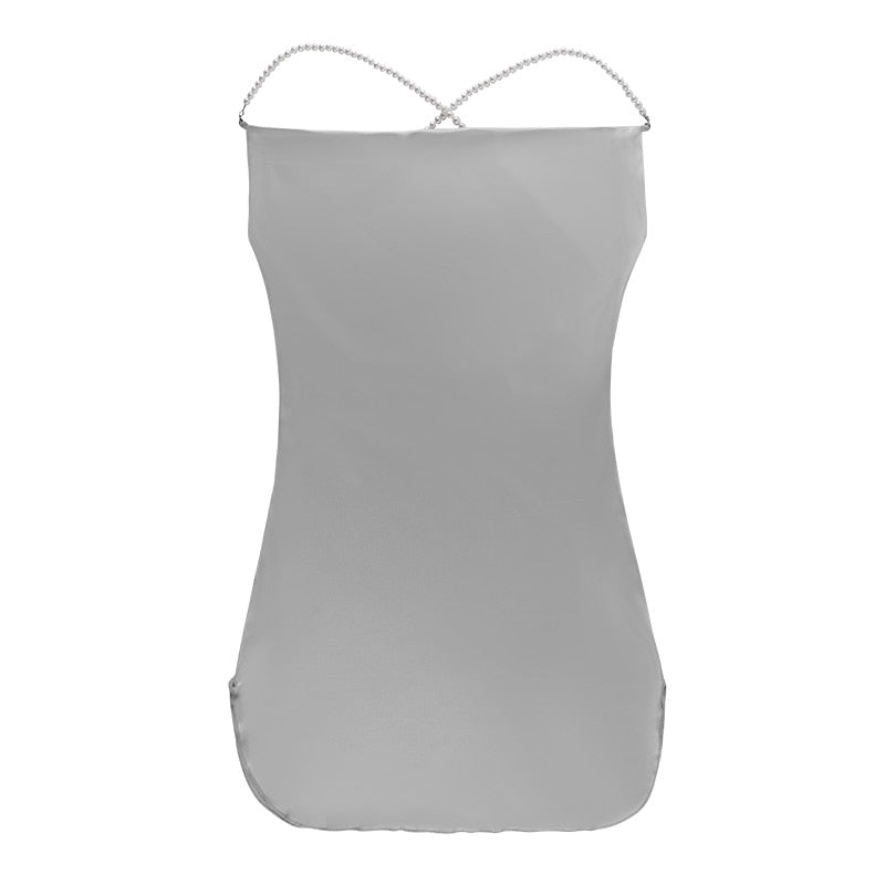 Sexy Silk Solid Pearl Sling Strapless Backless Split Ultra Short Summer Nightclub Club Party Dress The Clothing Company Sydney