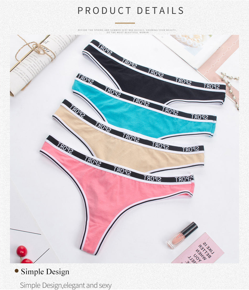 3 Pack G-string Women Panties Cotton Breathable Low Rise Ladies Underwear Solid T-Back Sport Thongs The Clothing Company Sydney